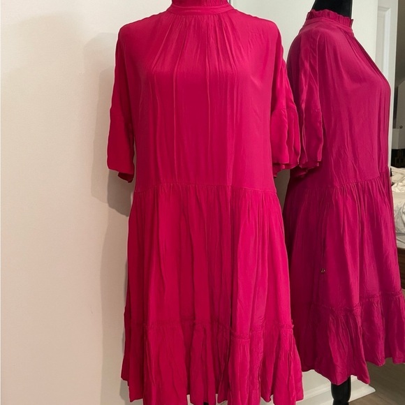 NWT Scotch & Soda Vibrant Magenta Long Sleeve Dress